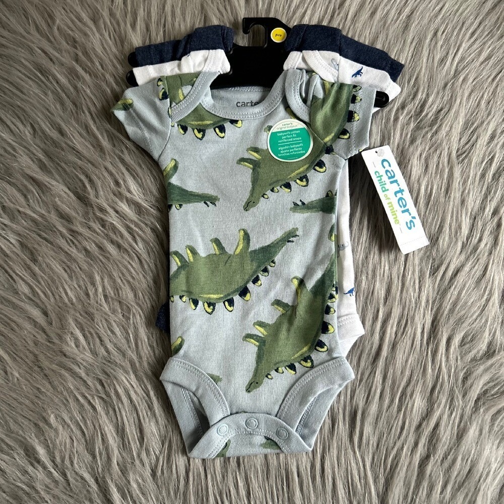 Carter's Child Of Mine Bodysuit Boys Size Preemie (0 Months) Dinosaurs One Piece